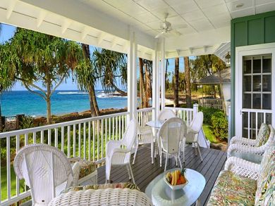 Ocean front rental cottage in Poipu Beach, Kauai, Hawaii