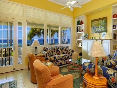 Living room open to porch