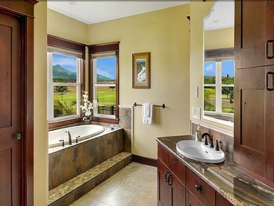Master bathroom with tub & walk-in shower