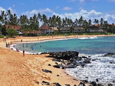 Poipu Beach, Kauai, Hawaii vacation condo on beach