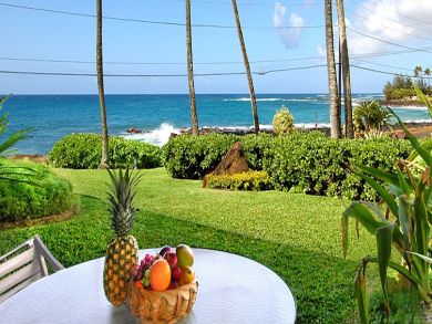 Ocean front rental condo in Poipu Beach, Kauai, Hawaii
