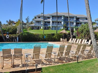 Poolside lounging area