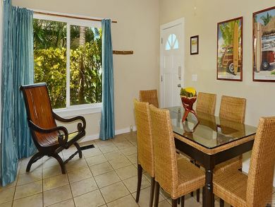 Dining area seats six