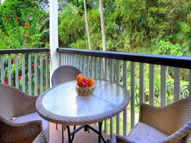 Balcony with table set