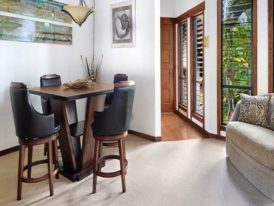 Dining area seats four