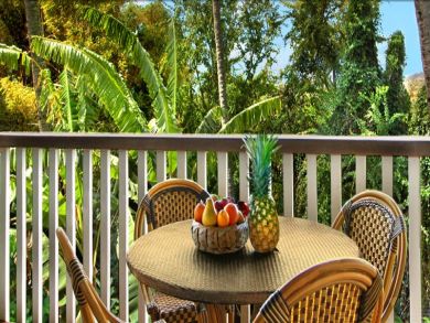 Balcony with table set