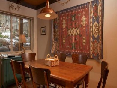 Dining area seats six