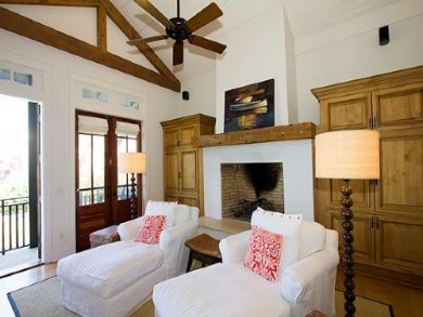Fireplace & loungers in living area