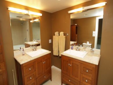 Master bathroom with dual vanity