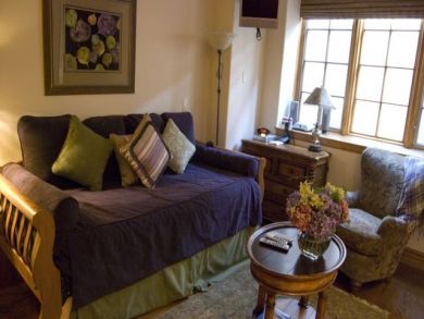 Sleeping area has day bed with trundle
