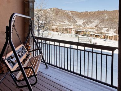 Mountain view balcony with swing
