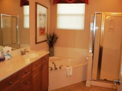 Master bathroom with tub & walk-in shower