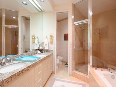 Master bathroom with tub & walk-in shower
