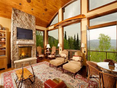 Fireplace & flat screen TV in living area