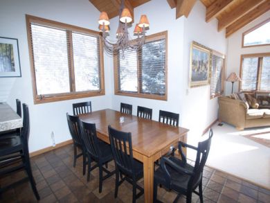 Dining area seats eight