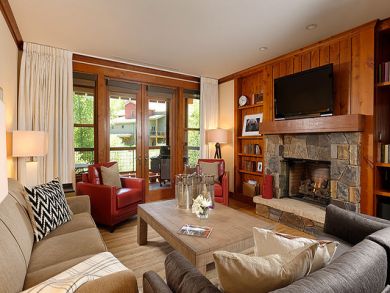 Fireplace & flat screen TV in living area