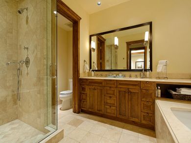 Bathroom with separate tub & walk-in shower