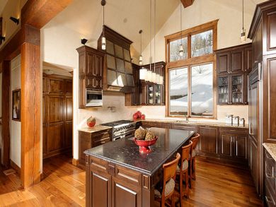Kitchen island with bar stools