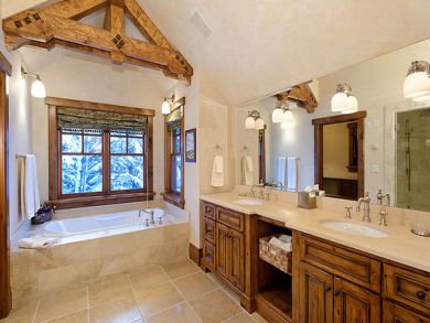 Master bathroom with tub & dual vanity