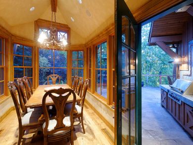 Dining room open to girill area