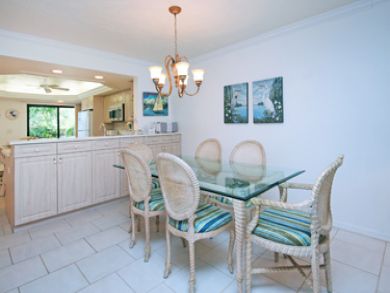 Dining area seats six