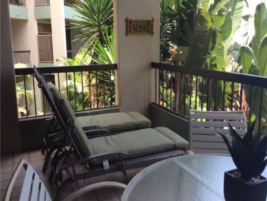 Lounge chairs on balcony
