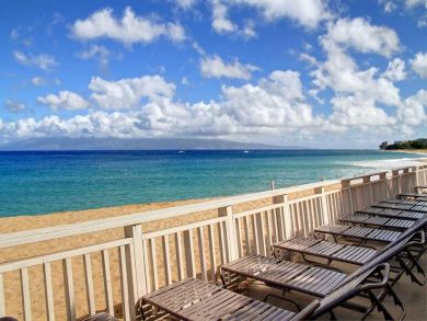 Beach front lounging area