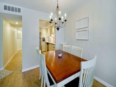 Dining area seats six