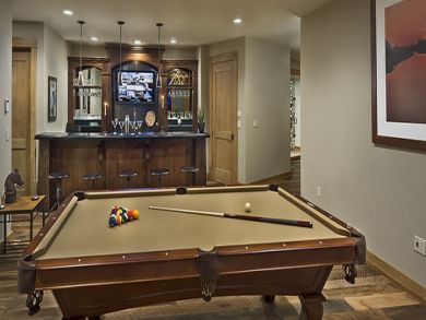 Sports/bar den with pool table