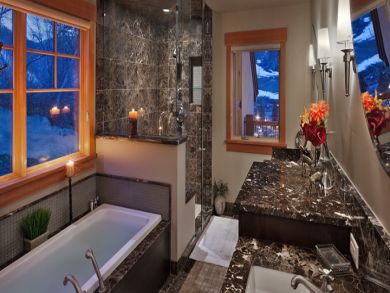 Master bathroom with tub & walk-in shower