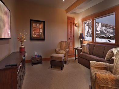 Media room with queen sleeper sofa
