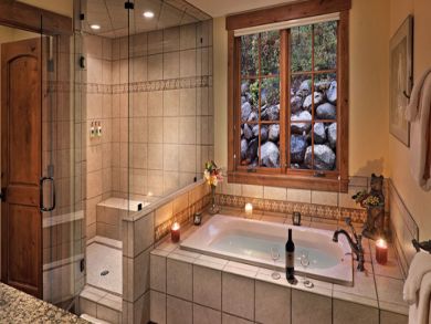 Elegant master bathroom with tub & walk-in shower