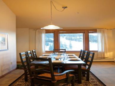 Dining area seats eight