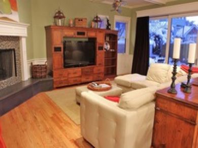 Fireplace & falt screen TV in living area