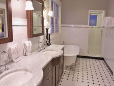 Master bathroom with tub & walk-in shower