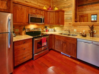 Fully equipped kitchen with stainless steel appliances