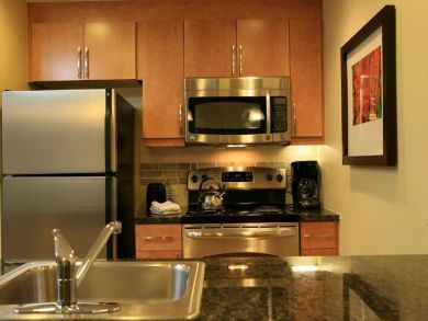 Kitchen with stainless steel appliances