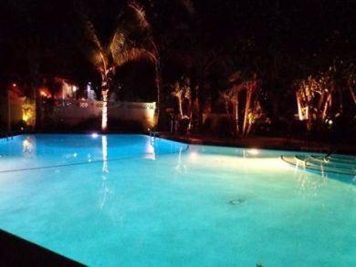 Pool view at night