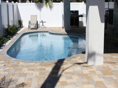 Shared grill on pool deck