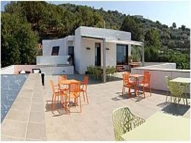 Wide Terrace with Table Sets