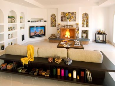 Fireplace & Flat Screen TV in Living Area