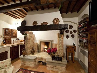 Fireplace in Kitchen Area