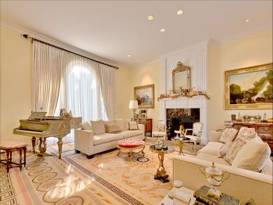 Living Room with Fireplace & Piano