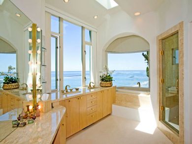 Ocean View Master Bathroom with Tub & Walk-in Shower Ocean View Master Bathroom with Tub & Walk-in Shower