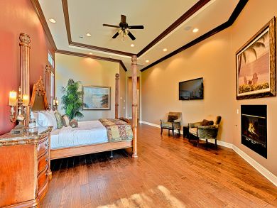 Fireplace & Flat Screen TV in Master Bedroom