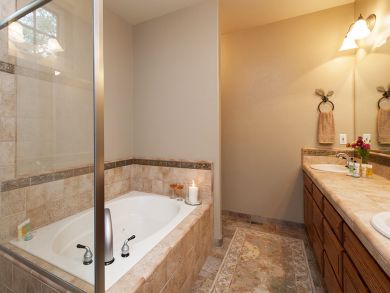Bathroom with Dual Vanity & Stand Alone Tub