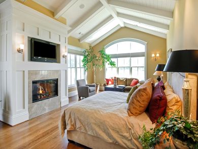 Fireplace & Flat Screen TV in Master Bedroom