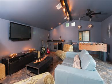 Foosball Table & Flat Screen TV in Media Room