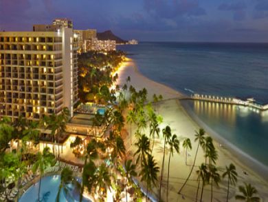 Night View of Hotel and Beach