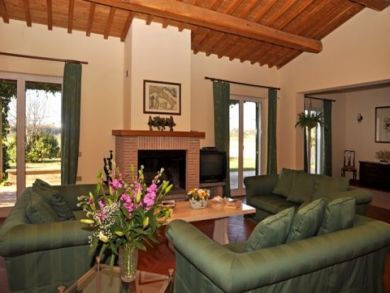 Living Room with Fireplace & TV